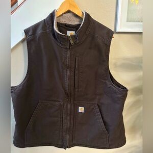 Carhartt Women's Relaxed Fit Washed Duck Sherpa-Lined Mock-Neck Vest